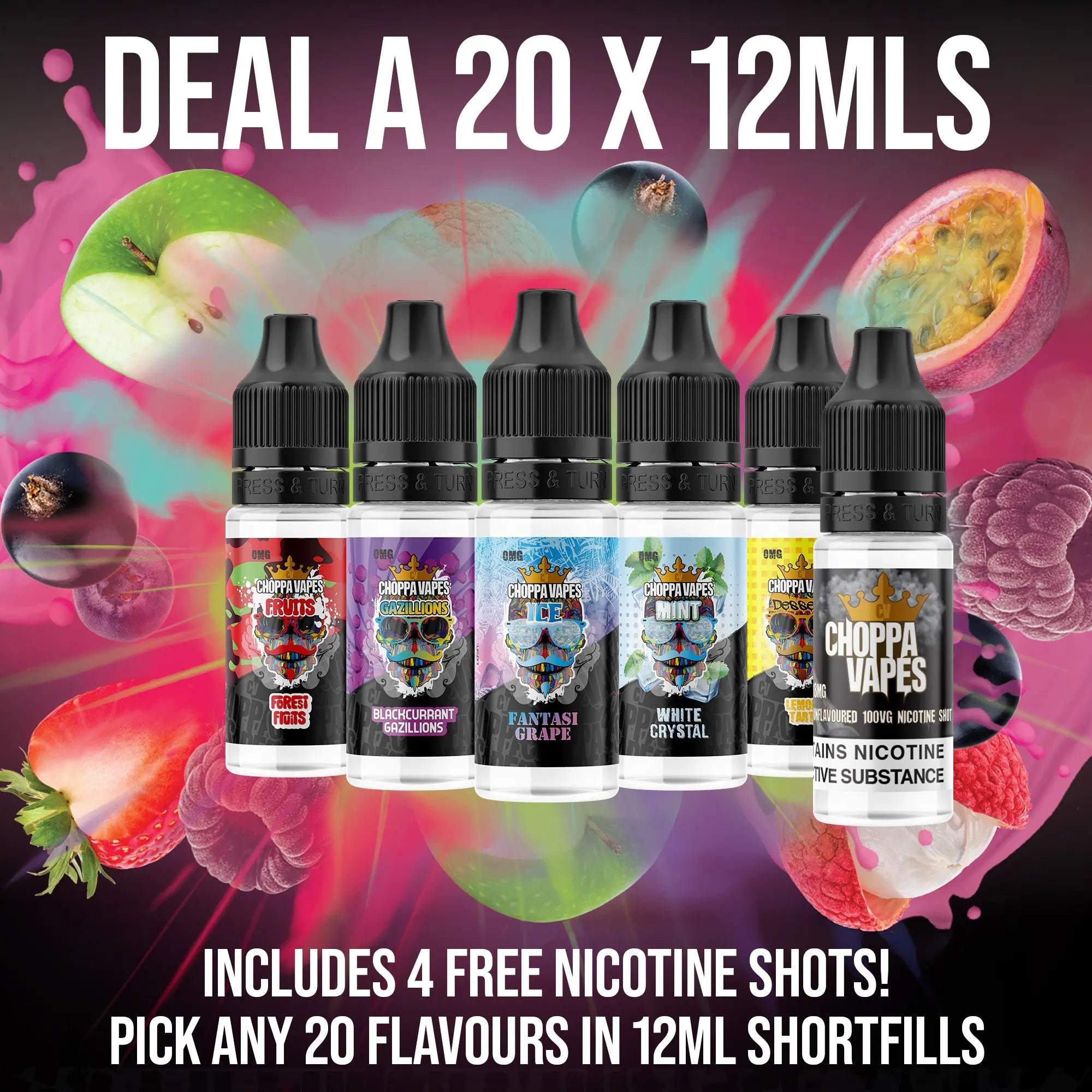 Deal A - 20 x 12ml Sample Pack Choppa Vapes