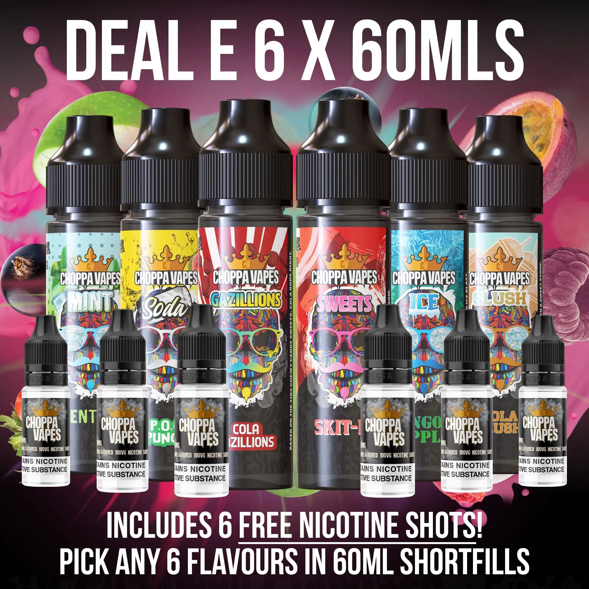 Deal E - 6x 60mls Choppa Vapes
