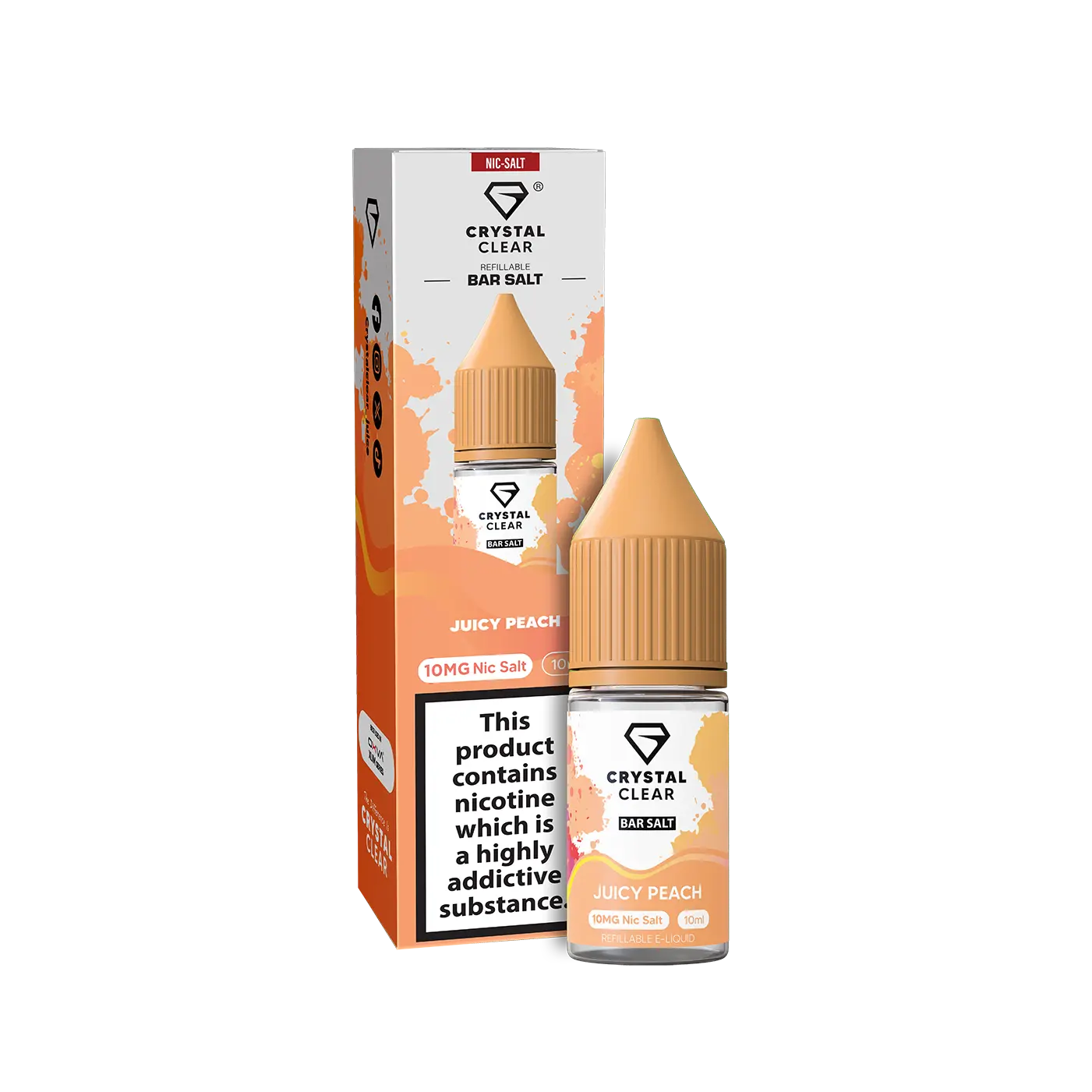 Juicy Peach Crystal Clear - Bar Nic Salts Crystal Clear