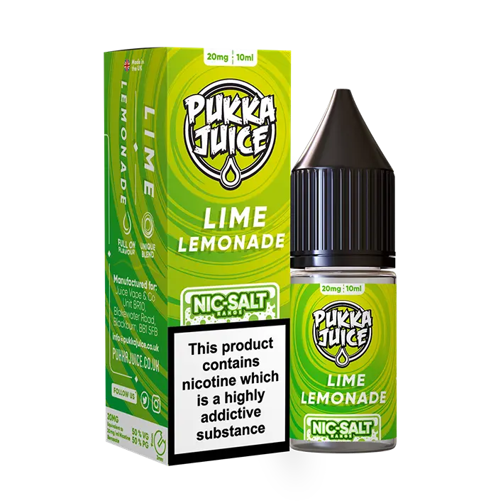 Lime Lemonade Pukka Juice Nic Salts NEW FLAVOURS Pukka