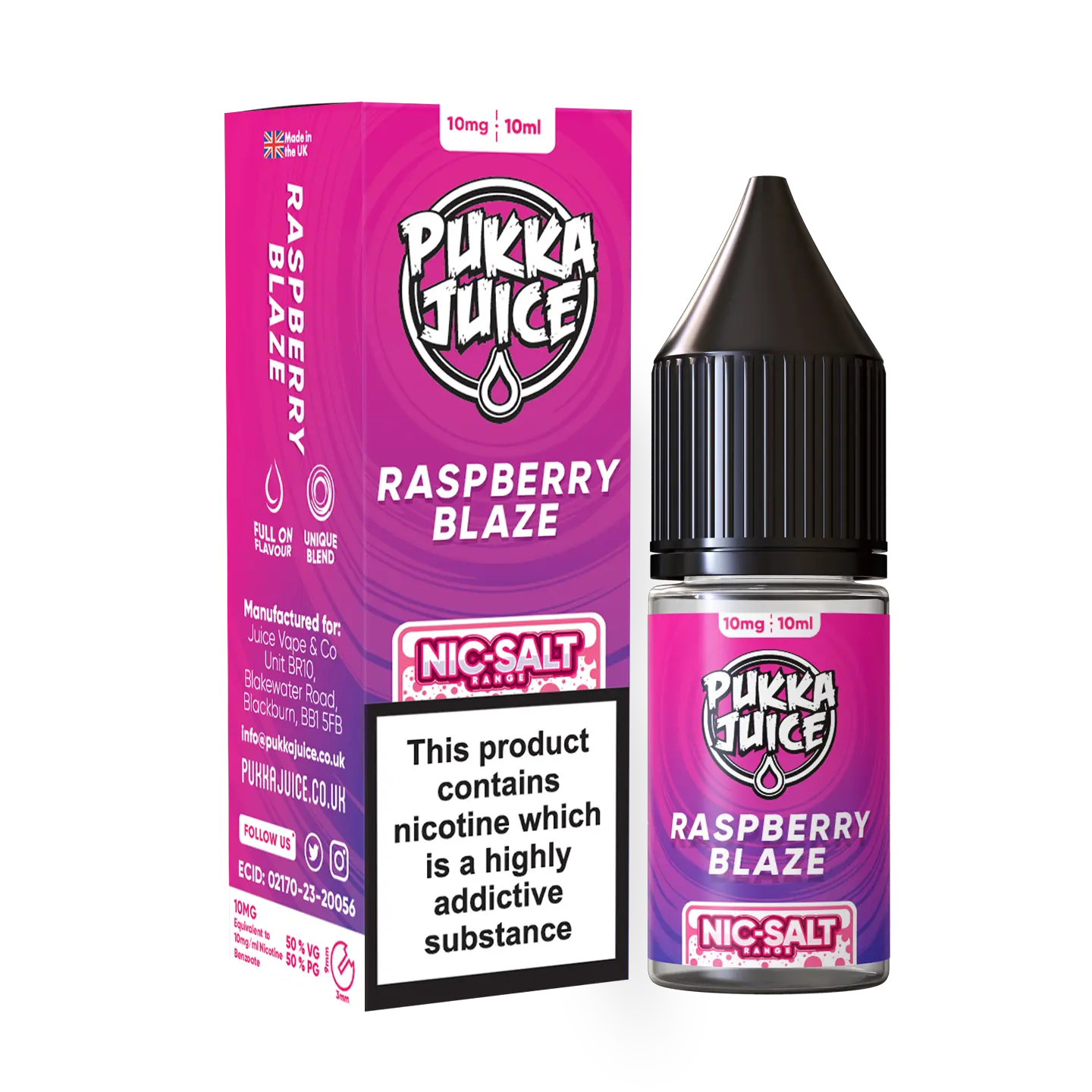 Raspberry Blaze Pukka Juice Nic Salts NEW FLAVOURS Pukka
