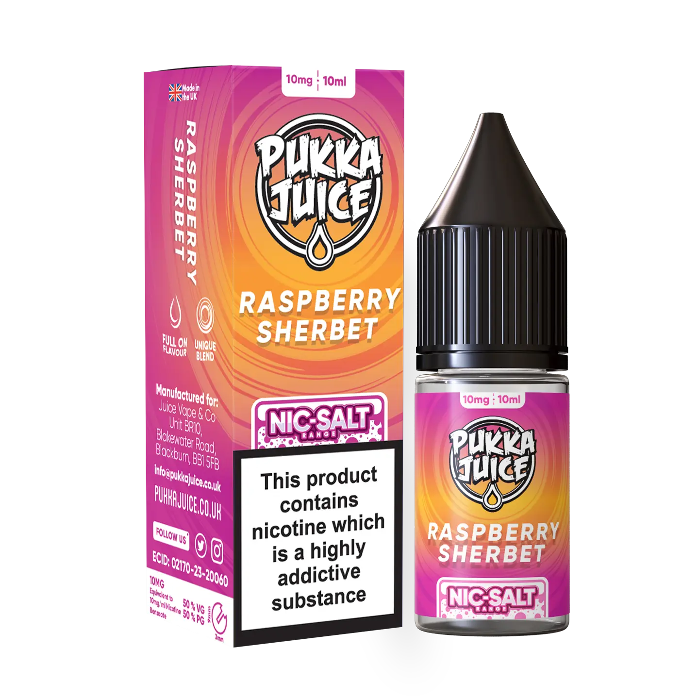 Raspberry Sherbert Pukka Juice Nic Salts NEW FLAVOURS Pukka