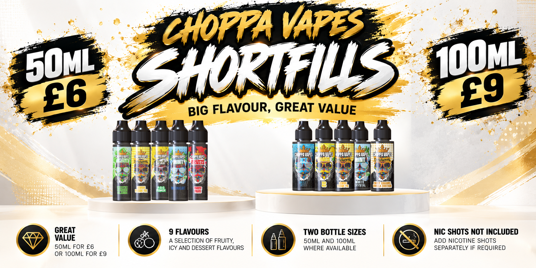 Choppa Vapes Shortfills – Big Flavour, Small Prices! | 50ml £6 & 100ml £9 Choppa Vapes