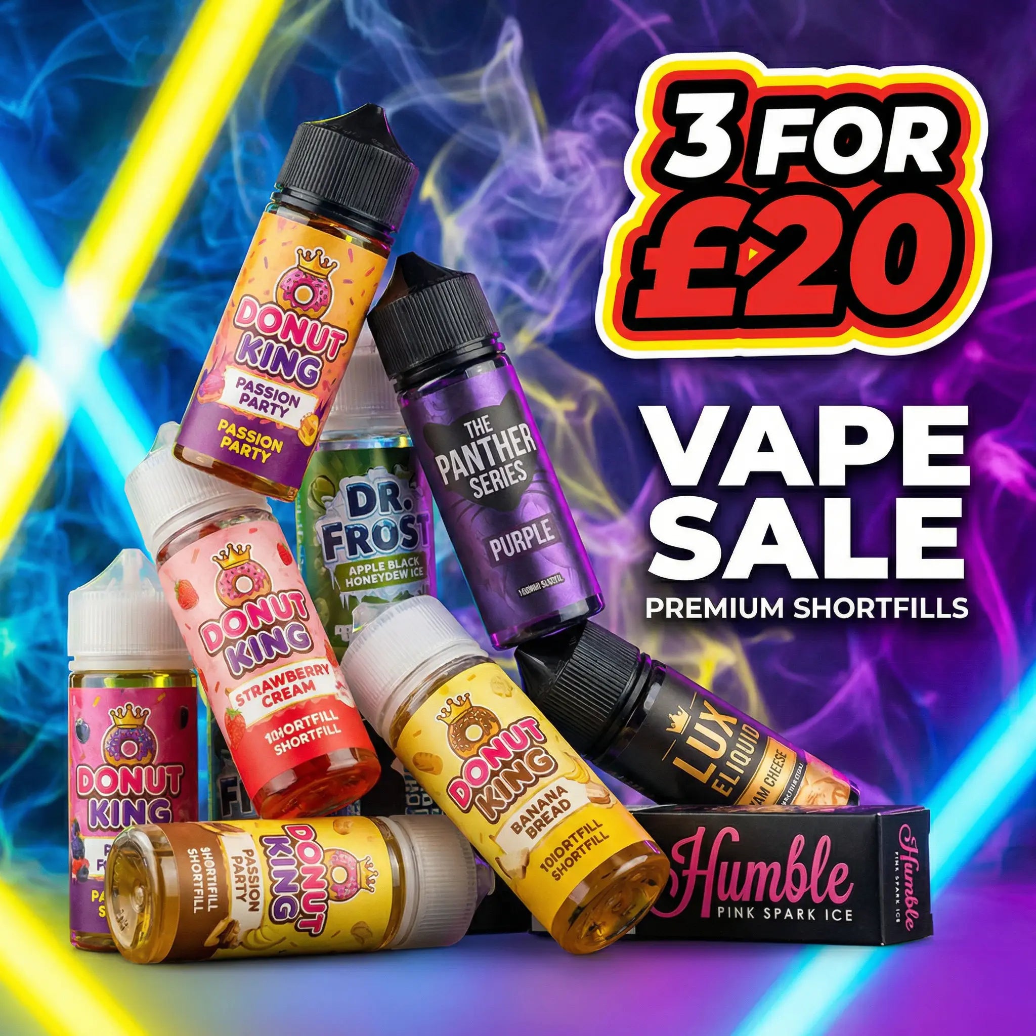Premium Large Shortfill Bundle – 3 x 100ml Clearance E-Liquid (Past Best Before) - Choppa Vapes