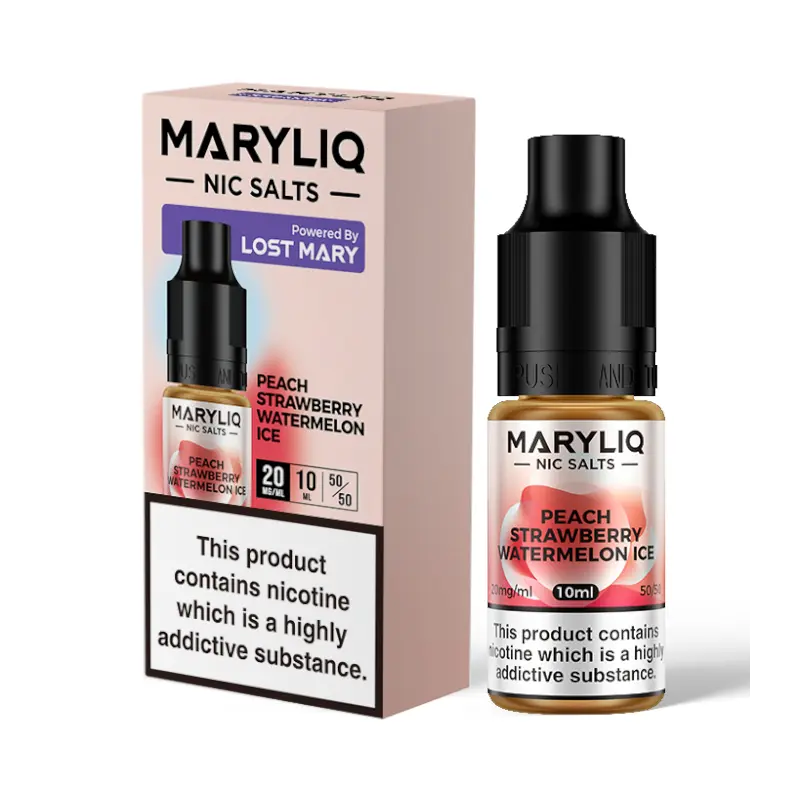 MaryLiq Nic Salts Flavour Peach Strawberry Watermelon Ice
