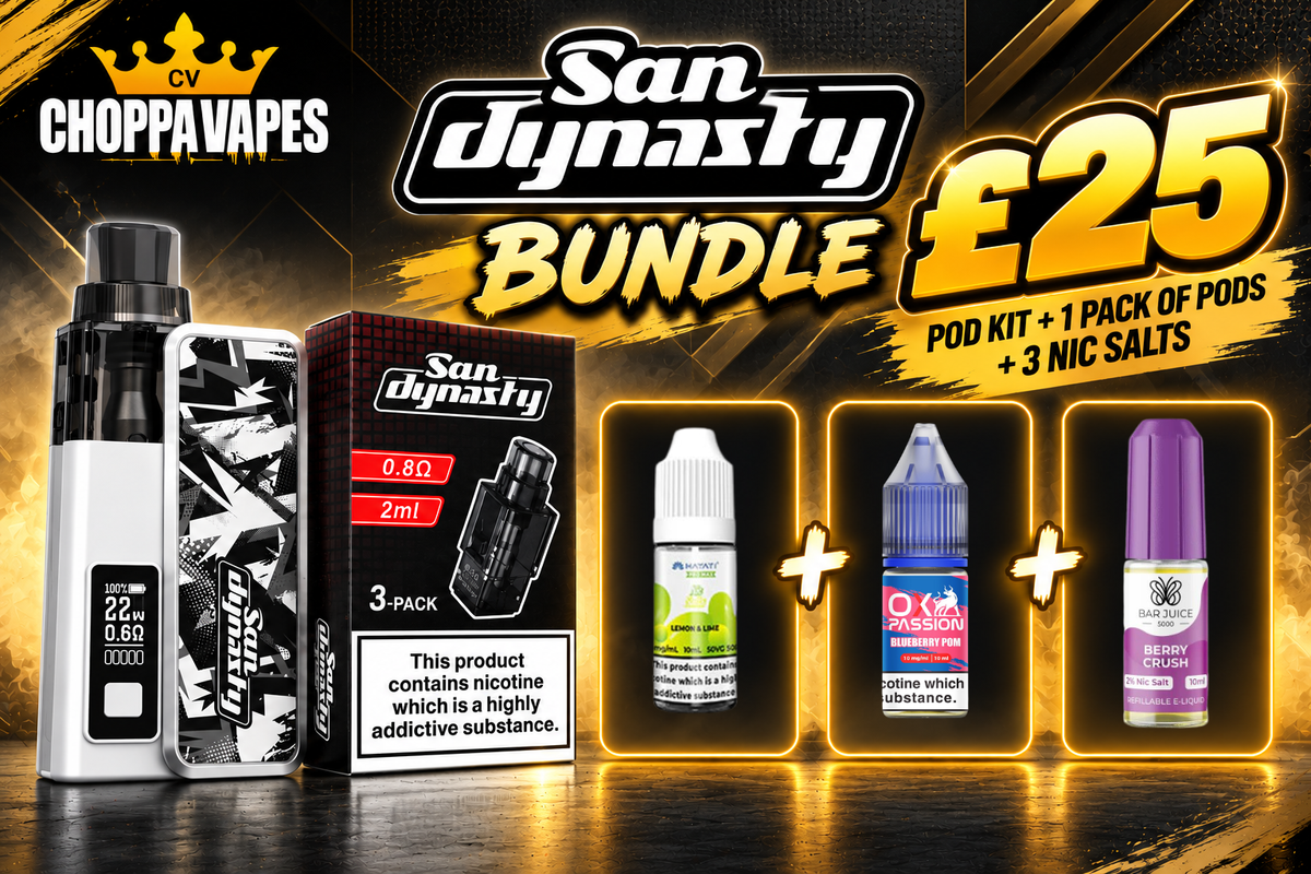 OG San Dynasty Vape Bundle – Pod Kit, Replacement Pods & 3 Nic Salts – £25 Fast Bundle